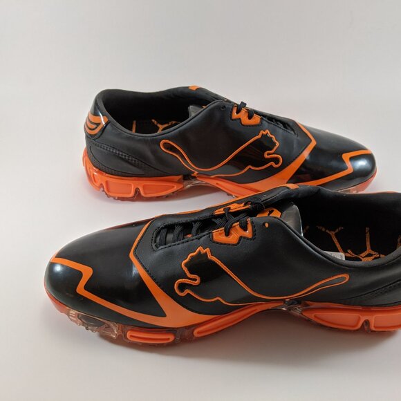 Puma Amp Cell Fusion SL Golf Shoes - Black/Vibrant Orange Size 11 (New) - Picture 6 of 10